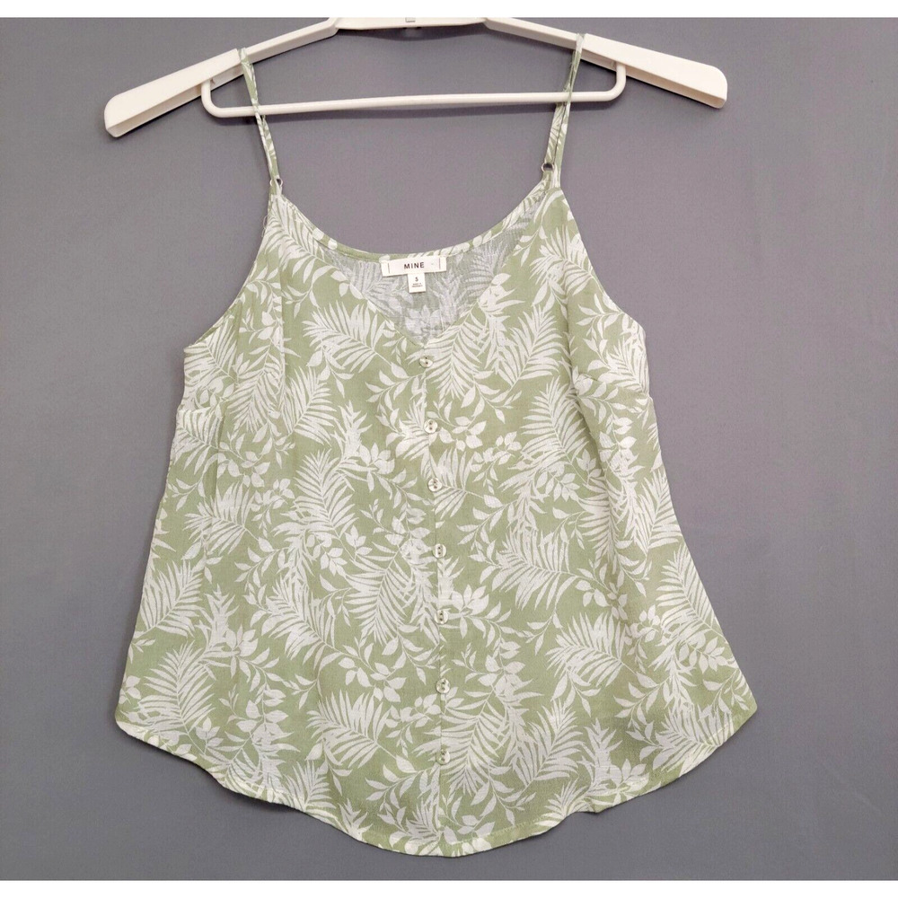 Anthropologie MINE Tank Top Womens S Buttons Green Rayo Lightweight Tunic New‎
